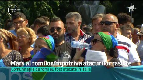 Câteva sute de romi din toată ţara au protestat în faţa ambasadelor Italiei şi Ucrainei la Bucureşti