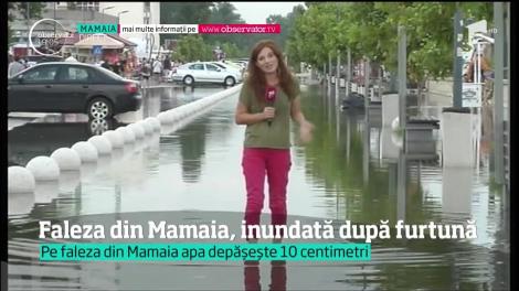 Faleza din Mamaia, inundată după furtună