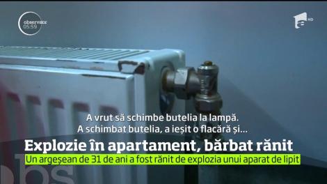 Un bărbat de 30 de ani din Piteşti a ajuns la spital cu arsuri grave, după ce o lampă de lipit i-a explodat în mână