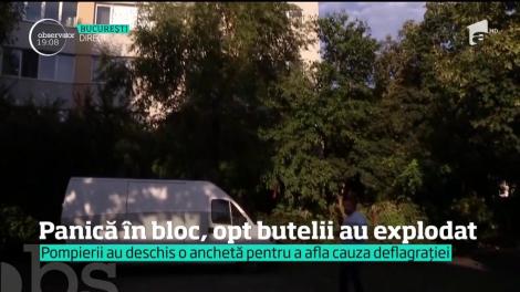 Panică într-un bloc din Capitală, opt butelii au explodat