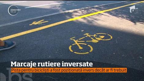 În Piteşti, pistele pentru pietoni şi biciclişti au fost marcate greşit. Trecătorii sunt nevoiţi să circule în şir indian