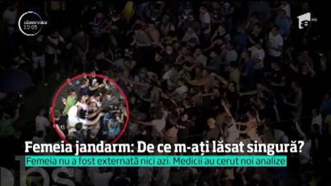 Femeia jandarm atacată &icirc;n timpul protestului diasporei le-a reprosat colegilor că au lăsat-o singură