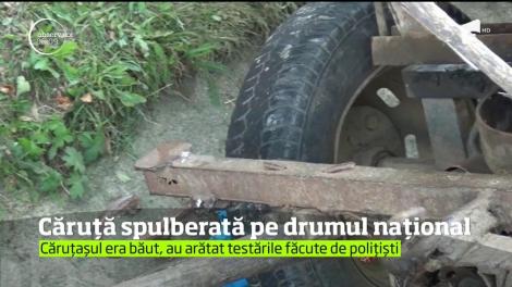 Căruță spulberată pe drumul național