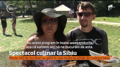 A fost festin culinar &icirc;n judeţul Sibiu. Cei mai pricepuţi bucătari s-au &icirc;ntrecut &icirc;n reţete delicioase. Au gătit şi un taur uriaş la proţap
