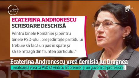 Ecaterina Andronescu le cere lui Liviu Dragnea şi premierului Viorica Dăncilă să &icirc;şi dea demisia