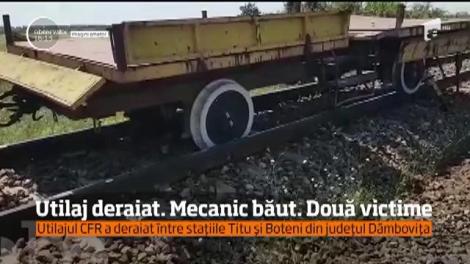 Doi oameni, dintre care unul în stare extrem de gravă, au ajuns la spital după ce un utilaj CFR a deraiat în Dâmboviţa