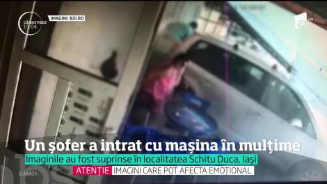 Un accident cumplit a fost surprins de camerele de supravaghere în această într-o localitate din Iaşi.  O maşină a intrat în plin în mai multe persoane aflate la un bar
