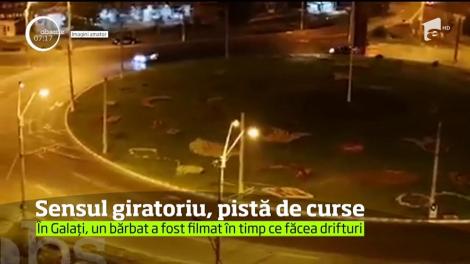 Un şofer teribilist  a transformat un sens giratoriu din Galaţi într-o pistă de curse