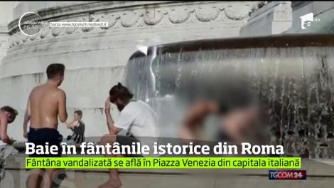 Video! Baie fără lenjeria intimă într-una dintre fântânile arteziene istorice din Roma