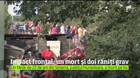 Impact frontal, un mort și doi răniți grav