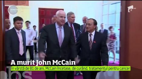 Fostul candidat la preşedinţia Statelor Unite, senatorul John McCain, a murit, la vârsta de 81 de ani