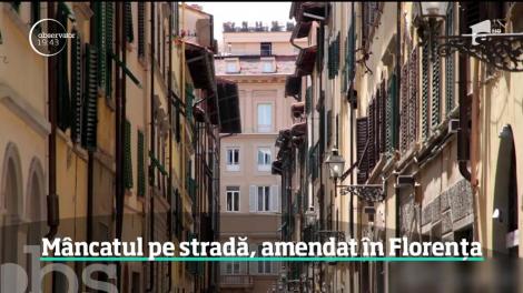 Mâncatul pe stradă, amendat în Florența