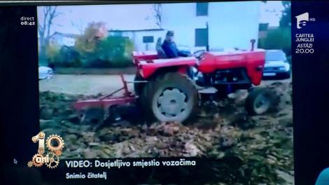 Smiley News! Un bărbat din Zagreb blochează ieșirea din parcare trăgând o brazdă cu tractorul