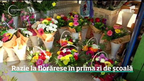 Prima zi de şcoală e bucuria florăreselor şi a ANAF-ului. La colţ de stradă, florile s-au vândut în număr record, fără bon fiscal, aşa că s-au tăiat şi amenzile