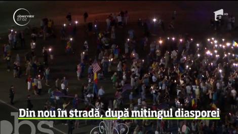 La fix o lună de la protestul diasporei, aproximativ o mie de oameni au ieşit, din nou în Piaţa Victoriei din Capitală