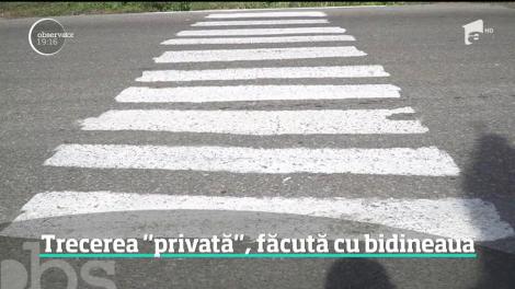 O adevărată minune a şoselelor a apărut la Botoşani. O trecere de pietoni privată, făcută cu bidineaua