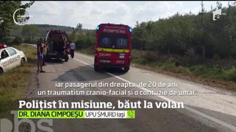 Un agent de poliţie din Iaşi a intrat cu maşina de serviciu într-un copac, din cauza unei căprioare