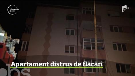 Apartament distrus de flăcări în Alba Iulia
