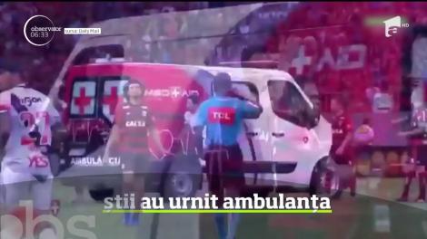 Gest remarcabil pe terenul de fotbal, în Brazilia! Jucătorii unor echipe de fotbal şi-au unit forţele pentru a împinge o ambulanţă care nu mai pornea