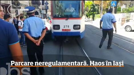 O parcare neregulamentară a paralizat traficul în centrul vechi al Iaşiului!