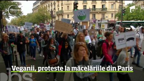 Sute de adepţi ai alimentaţiei vegane au participat, la Paris, la un marş pentru drepturile animalelor