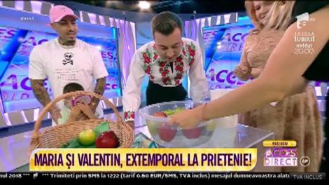 "Scoaterea merelor din lighean cu apă", cea mai tare provocare pentru Maria Cârneci și Valentin Sanfira! Dominic, fiul lui Alex Velea, face o demonstrație