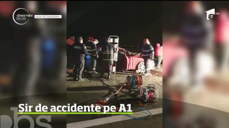 Noapte neagră pe Autostrada A1, pe tronsonul dintre Orăştie şi Deva. Două accidente rutiere s-au produs la doar câteva sute de metri distanţă unul faţă de celălalt