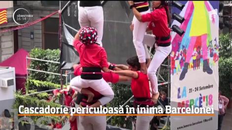 Cascadorie periculoasă în inima Barcelonei