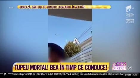 Tupeu mortal! Un bărbat bea şi se distrează, în timp ce conduce