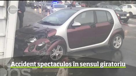 O şoferiţă de 39 de ani din Constanţa a fost protagonista unui accident spectaculos