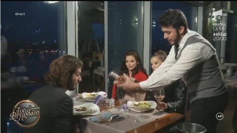 Ștefan, udat cu vin de iubitul unei concurente! Reacția burlacului în momentul când fetele au început să râdă