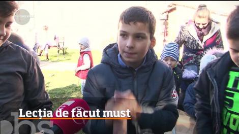 Peste 500 de elevi dintr-o şcoală din Târgu-Mureş au învăţat astăzi cum să facă must