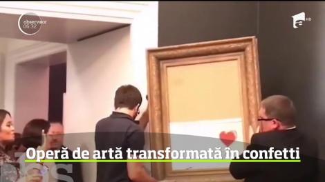 FARSĂ fără precedent în lumea artei Un tablou de peste un milion de euro s-a AUTODISTRUS la o licitație