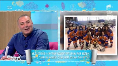 Nebunie în platoul "Prietenii de la 11"! Florin Ristei, Ramona și  Diana Munteanu au primit, în direct, prima lecție de hochei