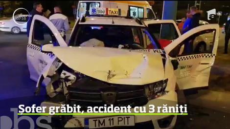 Accident cu trei răniți într-o intersecție din Timișoara