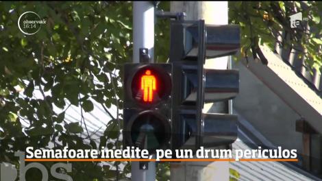 Semafoare rupte parcă din filmele SF au fost inaugurate pe o stradă din Piatra-Neamţ!