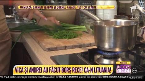 Vica Blochina și Andrei Ștefănescu, palpitații la cratiță! Borșul rece, felul de mâncare preferat al lituaniancei