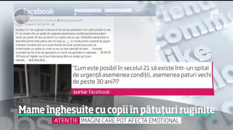 Mame înghesuite cu copii în pătuțuri ruginite, într-unul dintre cele mai mari spitale ale României