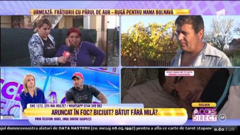 Caz CUTREMURĂTOR în România. Un tânăr cu handicap, bătut cu biciul, călcat cu bicicleta și aruncat în... foc!