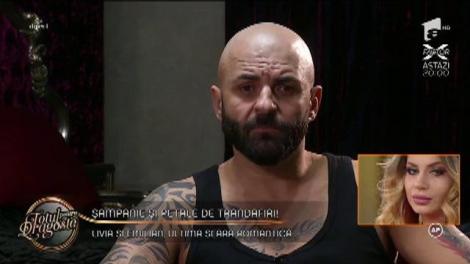 Șampanie și petale de trandafiri! Livia și burlacul Emilian Ciocănel, ultima seară romantică