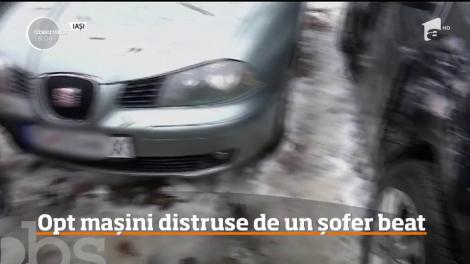 Un şofer beat a distrus opt maşini &icirc;ntr-o parcare din Iaşi!
