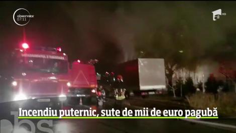Un incendiu a mistuit o hală de birouri şi producţie din Timişoara. Pagubele sunt însemnate