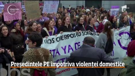 Preşedintele Parlamentului European a făcut un gest de solidaritate cu victimele violenţei domestice