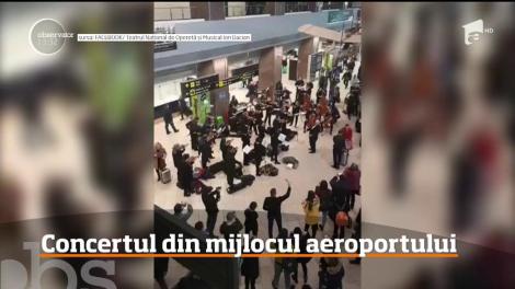 Surpriză cu muzică clasică și vals la aeroportul „Henri Coandă”! Cum au reacționat trecătorii - VIDEO