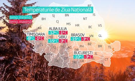 Cel mai geros 1 Decembrie din ultimii 20 de ani. Timp de 24 de ore, România va fi polul frigului în Europa