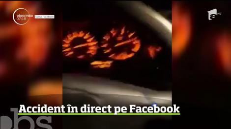 Accident, în direct, pe Facebook! S-a răsturnat cu maşina de câteva ori