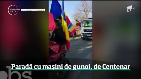 De 1 Decembrie, cu maşinile de gunoi la paradă. Îmbrăcate în tricolor, autospecialele de la salubritate au fost vedetele defilării