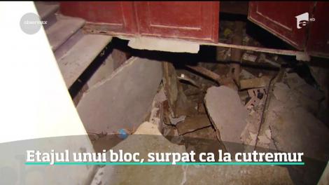 Etajul unui bloc din centrul Capitalei s-a prăbuşit din senin. Deşi e vechi de 130 de ani, blocul periculos n-a fost consolidat