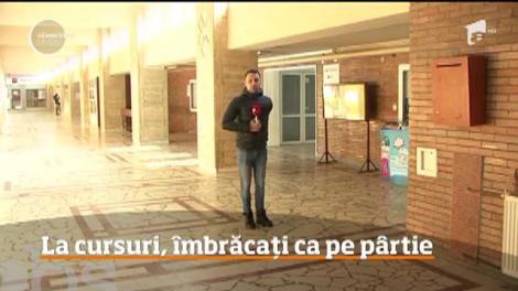 Studenții de la Universitatea de Petrol şi Gaze din Ploieşti, îmbrăcați ca pe pârtie la cursuri