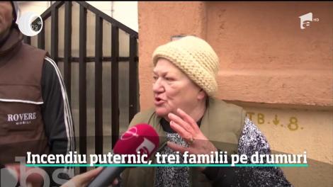 Incendiu puternic în Capitală, trei familii au rămas pe drumuri